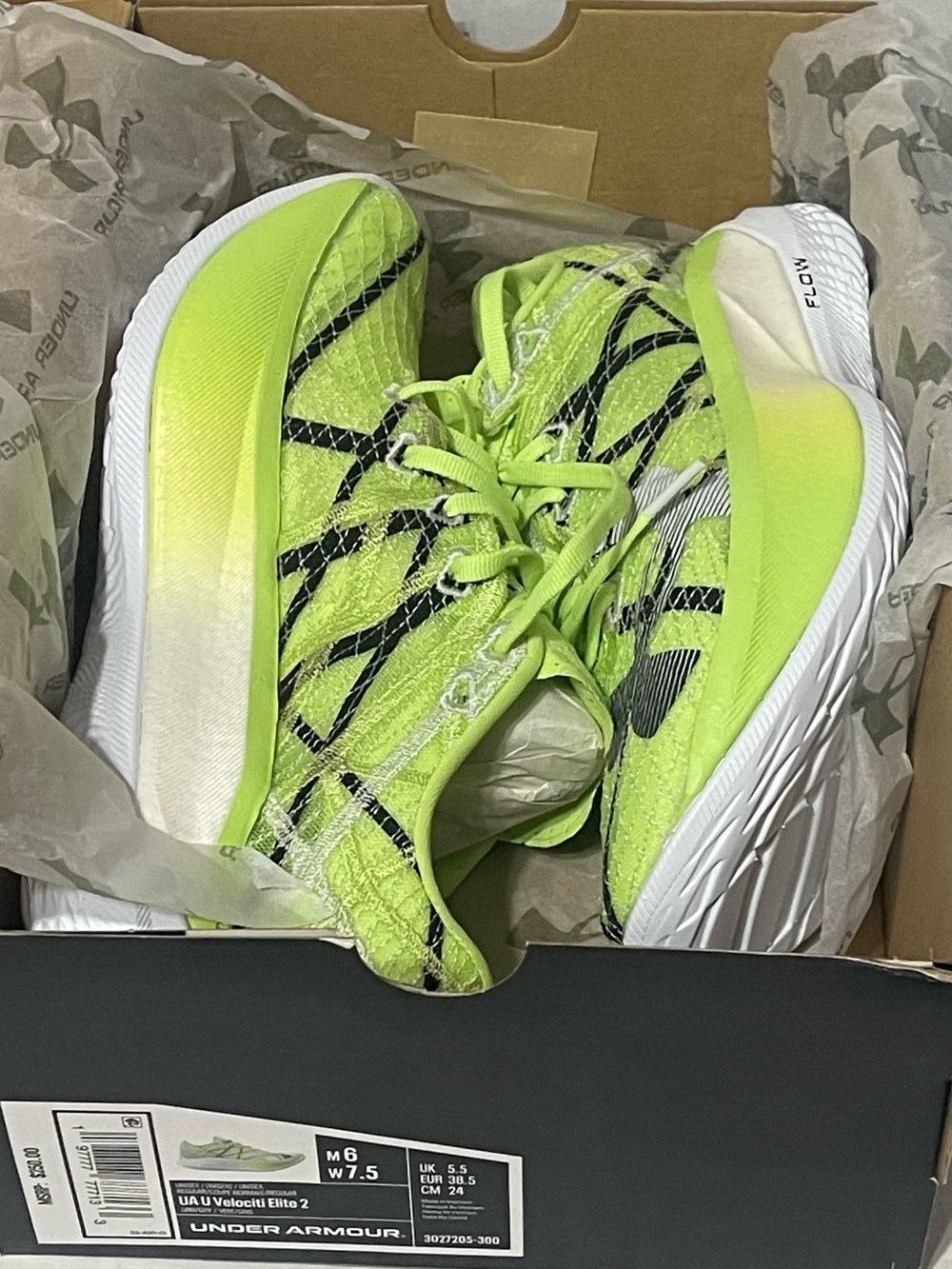 Under Armour Velociti Elite 2 - Unisex M6/W7.5 - Morph Green/Distant Grey - NIB